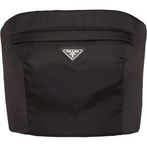Prada Nylon Gabardine Bustier Crop Top in Black sz 38